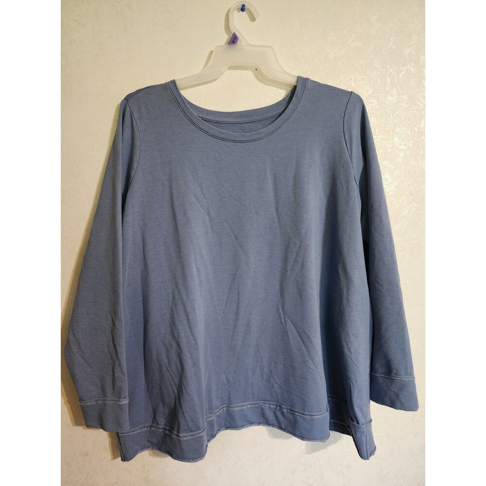 AnyBody Sweatshirt Round Neck Loose Fit Fleece Blue sz 2X